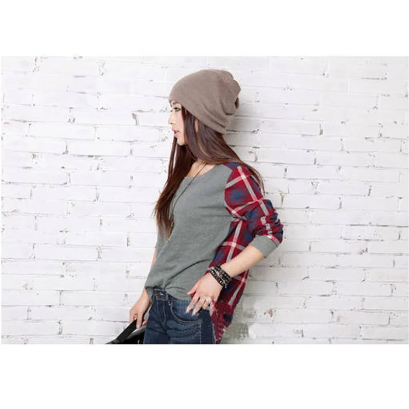 Клетчатая толстовка с капюшоном весна-лето 2019 новый стиль свободный крой вырез