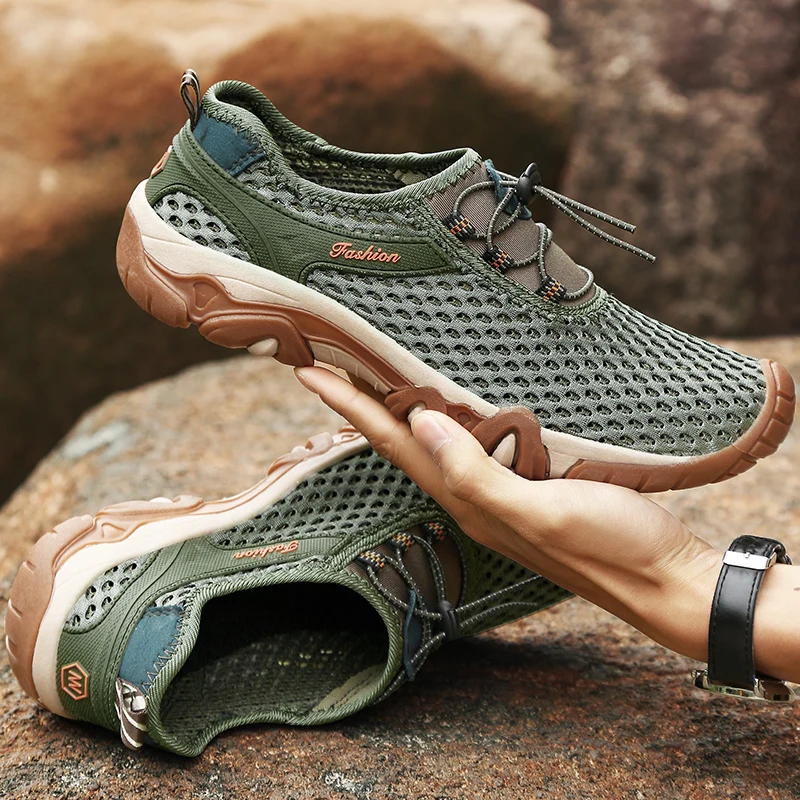 

Summer men's river upstream shoes soft non-slip outdoor shoes beach shoes mesh breathable one-step lazy shoes casual men's shoes