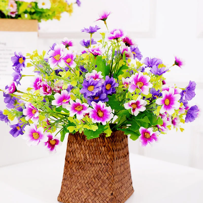 

7 Forks 28 Head Artificial Gerbera Daisy Flower Bouquet Silk Wedding Arches Bridal Bouquet Flores Garden DIY Home Table Decor
