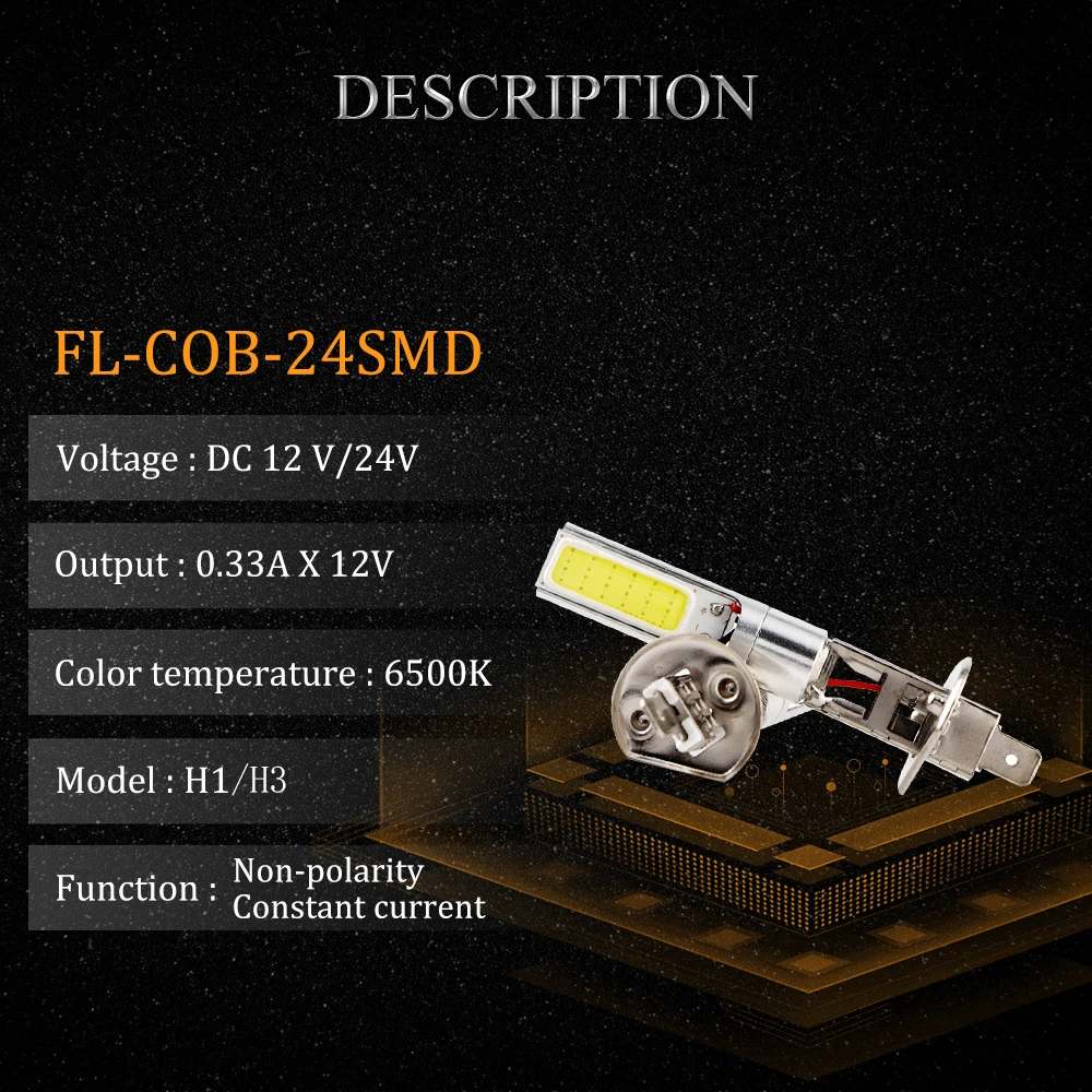 10 шт. светодиодные лампы H1 H3 COB 24 SMD 12 В|cob 24|h3 led bulb24 smd |