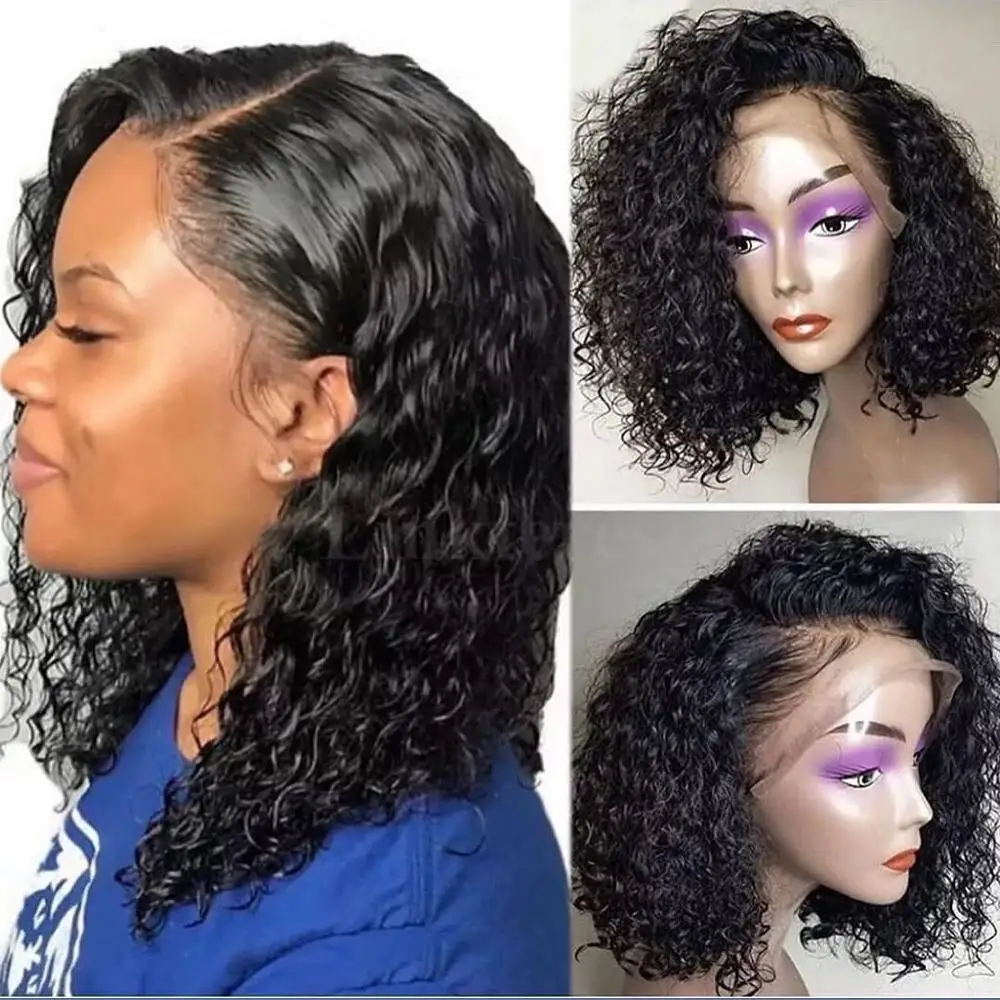 Парик с кудрявым Бобом искусственные волосы размер 13x4 парик со шнуровкой спереди