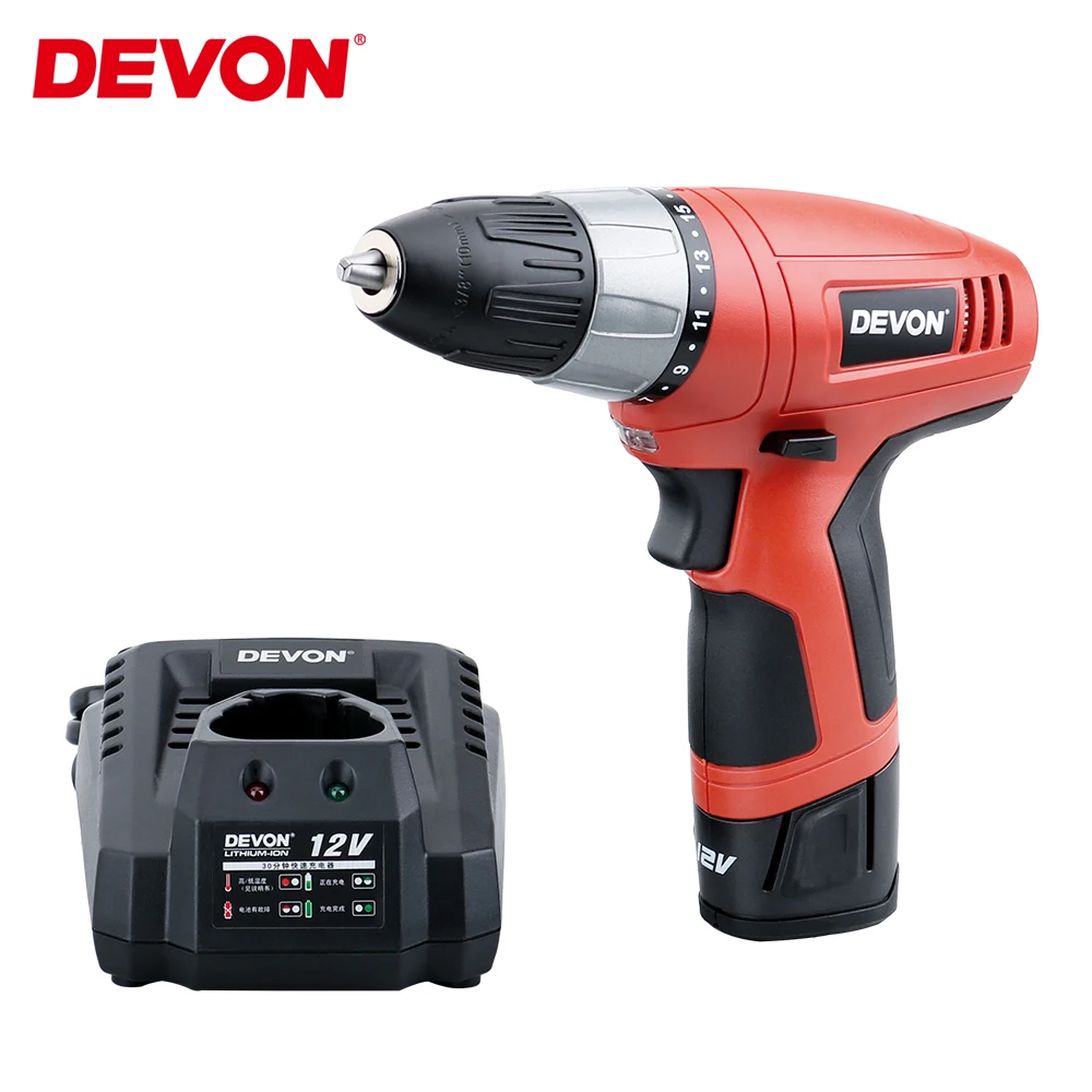 

DEVON 12V Multi-function Electronic Cordless Drill Lithium-Ion Battery Screwdriver Power Driver tools For Home Woodworking
