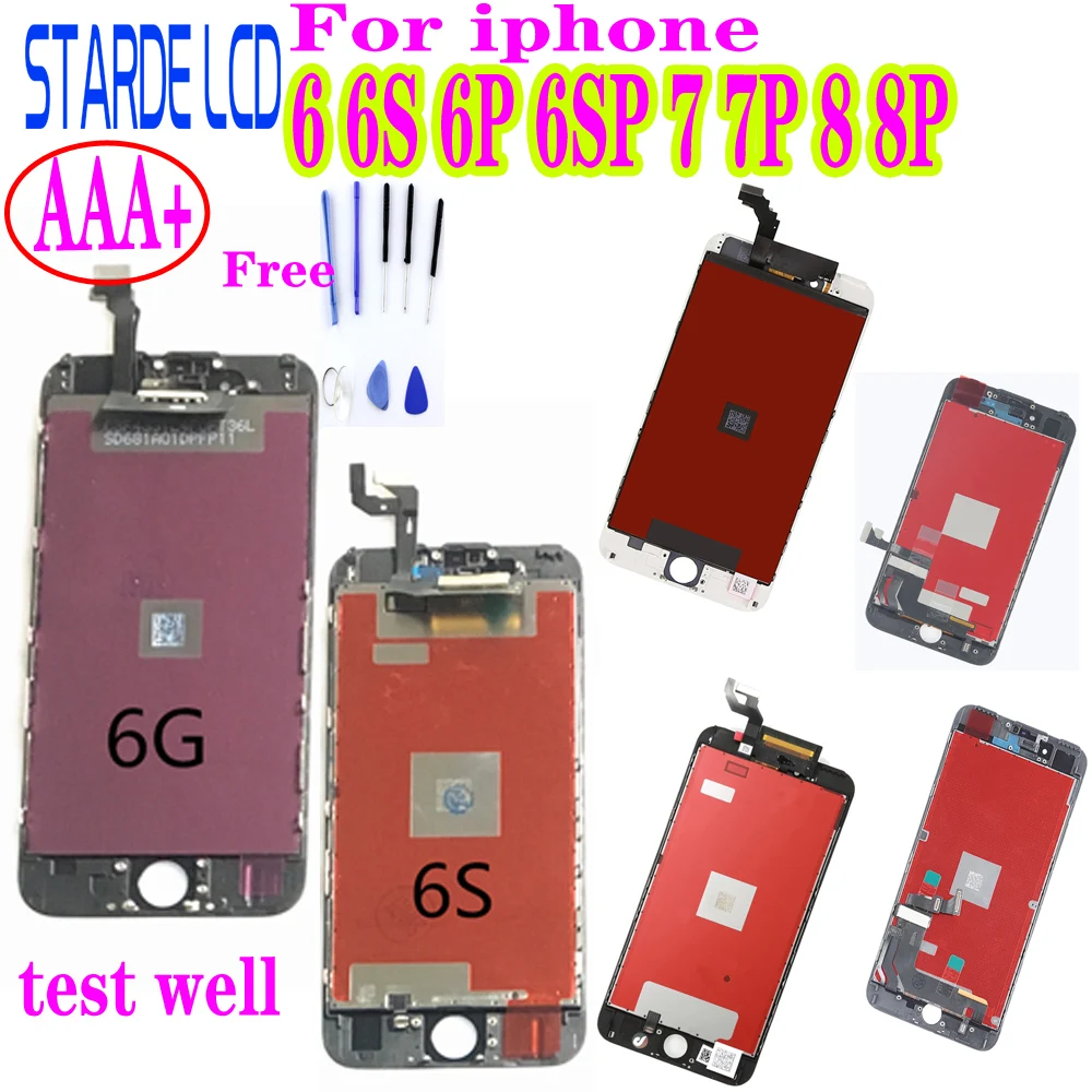 

ЖК-дисплей AAA + для iPhone 6, 6 Plus, 6s Plus, 7, 7 plus, 8, 8 plus, ЖК-дисплей с сенсорным экраном и дигитайзером в сборе с рамкой