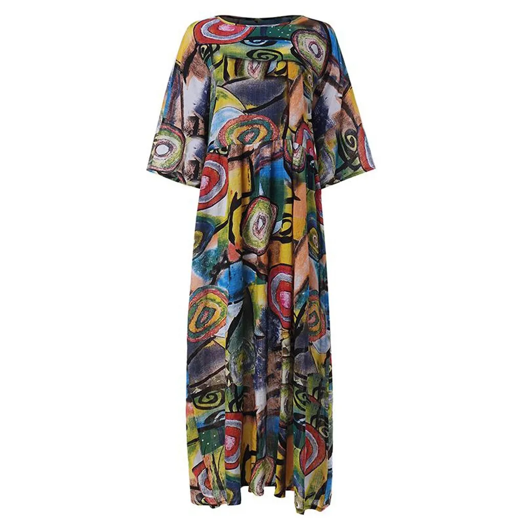 Женское длинное платье с рукавом 3/4 свободного покроя|Женские платья| |