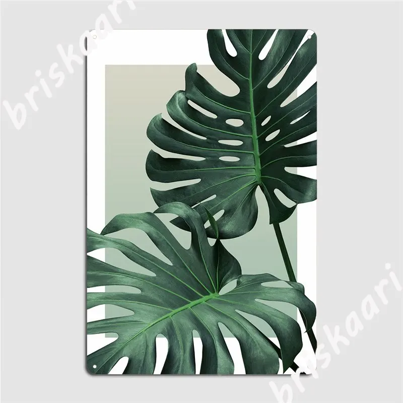 

Monstera в оливковом металлическом плакате, Настенный декор, клувечерние НКА, клубный бар, дизайнерский оловянный плакат