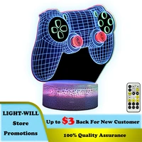 3colors game handle led lamp cool 3d night light for child boy gift home room decor multi color changing child nightlight