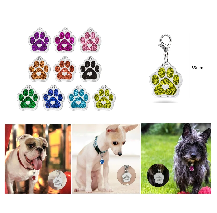 10 шт. питомца лапы Bling Эмаль Кошка Собака Медведь Щенячий патруль принты повесить