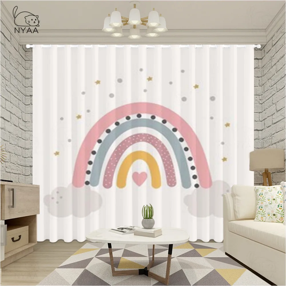Шторы с мультяшными радужными облаками для детей оконные занавески дома кафе