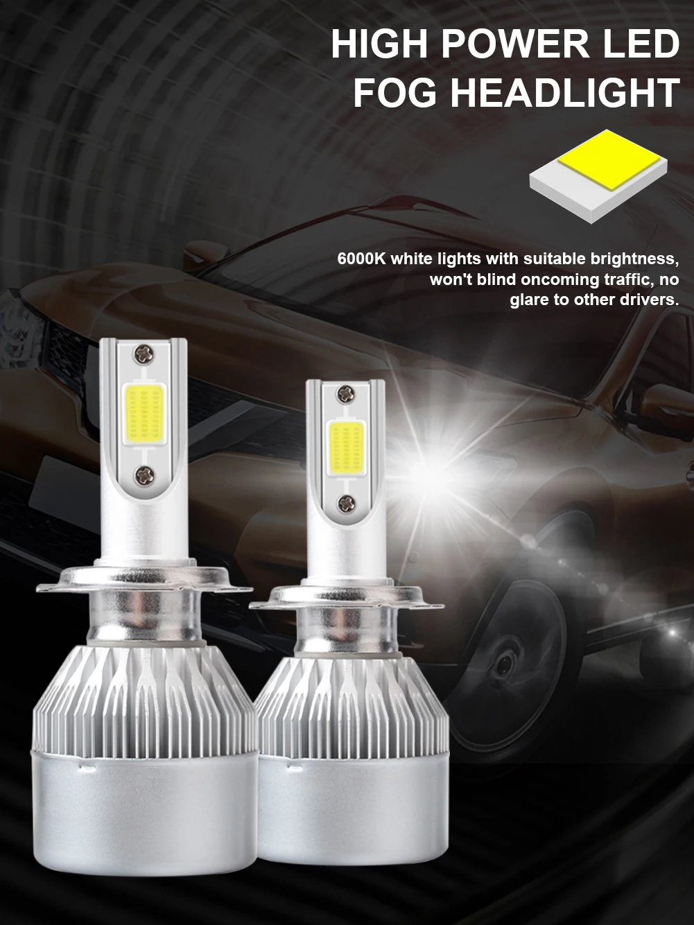 

1Pair H7 LED Headlight Bulb H1 H8 H9 H11 9005 9012 9-36V 7600LM 6000K White 36W COB Auto LED Bulb Waterproof Car Headlight Tools