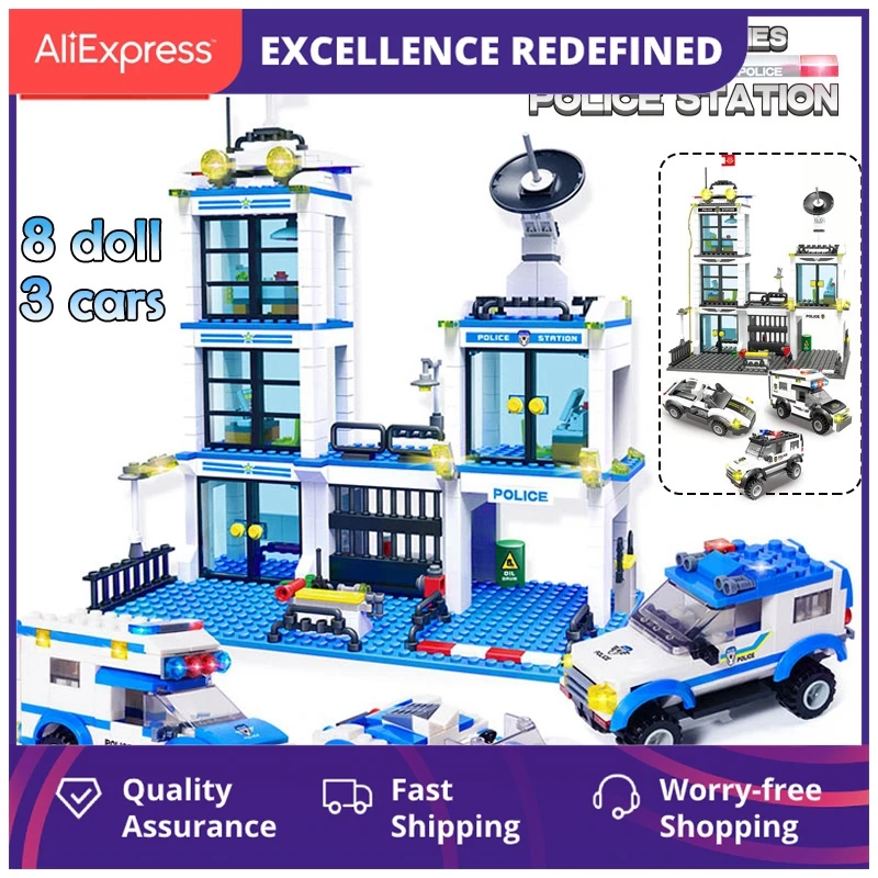 

818 шт., Детский конструктор «городской полицейский участок»