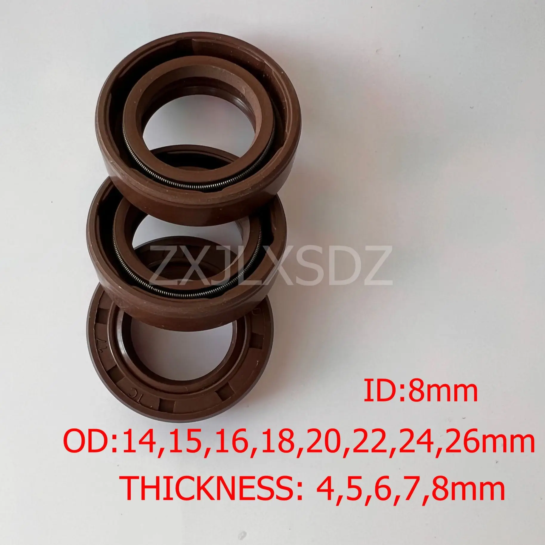 

FKM Rubber TC Skeleton Double Lip Oil Seal Gasket 8x14x4 8x15x5/6 8x16x5/6/7 8x18x5/7 8x20x7/8 8x22x7/8 8x24x7 8x26x7mm