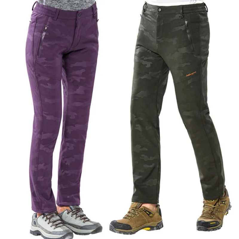 Мужские и женские уличные зимние брюки из мягкой ткани с бархатной подкладкой