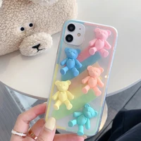 macaron stereo bear case for iphone 11 pro max x xs xr se 2020 7 8 plustpu transparent silicone soft and interesting back cover