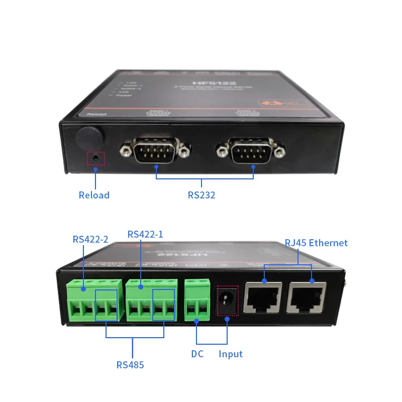 Сервер с двумя последовательными портами RS232 RS485 RS422 RJ45 Ethernet-сервер HF5122 поддержка