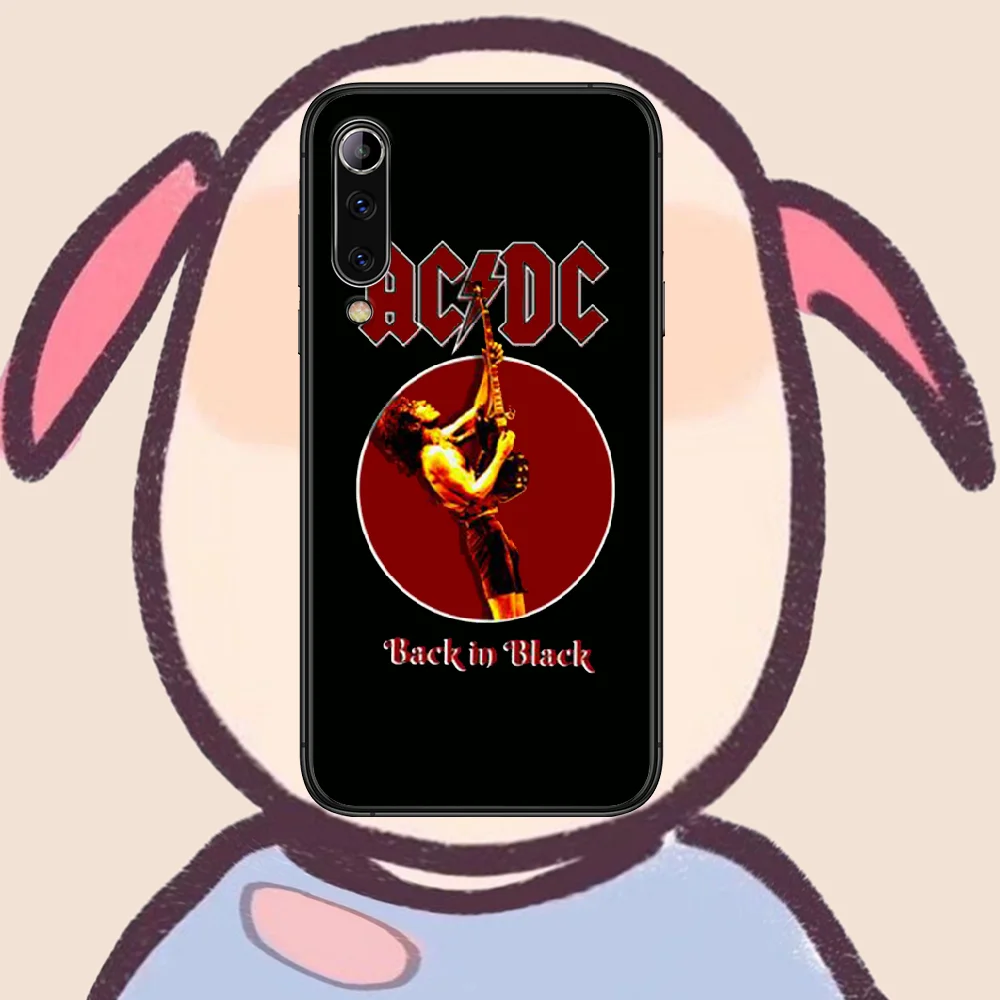 

Rock Band AC DC Phone case For Xiaomi Mi note 10 A3 9 MAX 3 A2 8 9 Lite Pro ultra black Cover Painting Cell 3D Shell Soft Back
