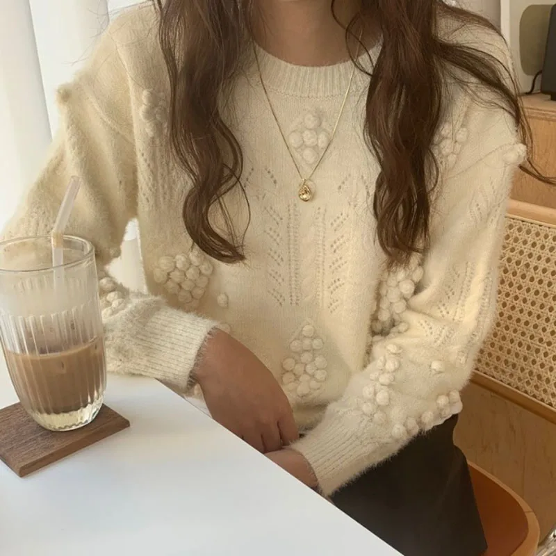 GRUIICEEN осень зима модный свитер с круглым вырезом Женский вязаный пуловер