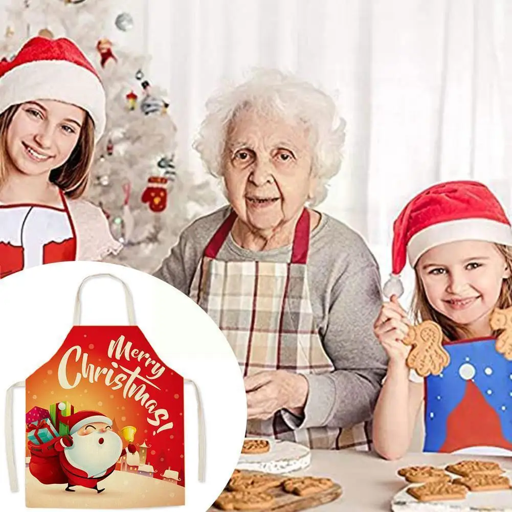 

Женский Льняной Фартук с мультяшным рисунком высокой плотности, семейный аксессуар без рукавов, для родителей и детей, R6u8