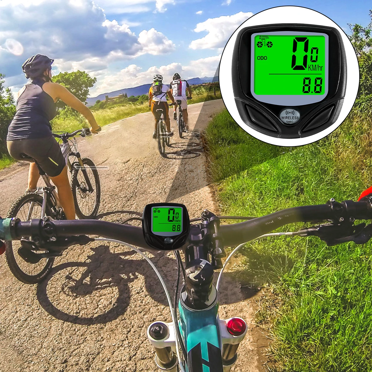 

Wireless Bike Computer Speedometer Waterproof Bike Odometer Multi-Functions Bicycle Mileage Tracker with Backlight LCD Display
