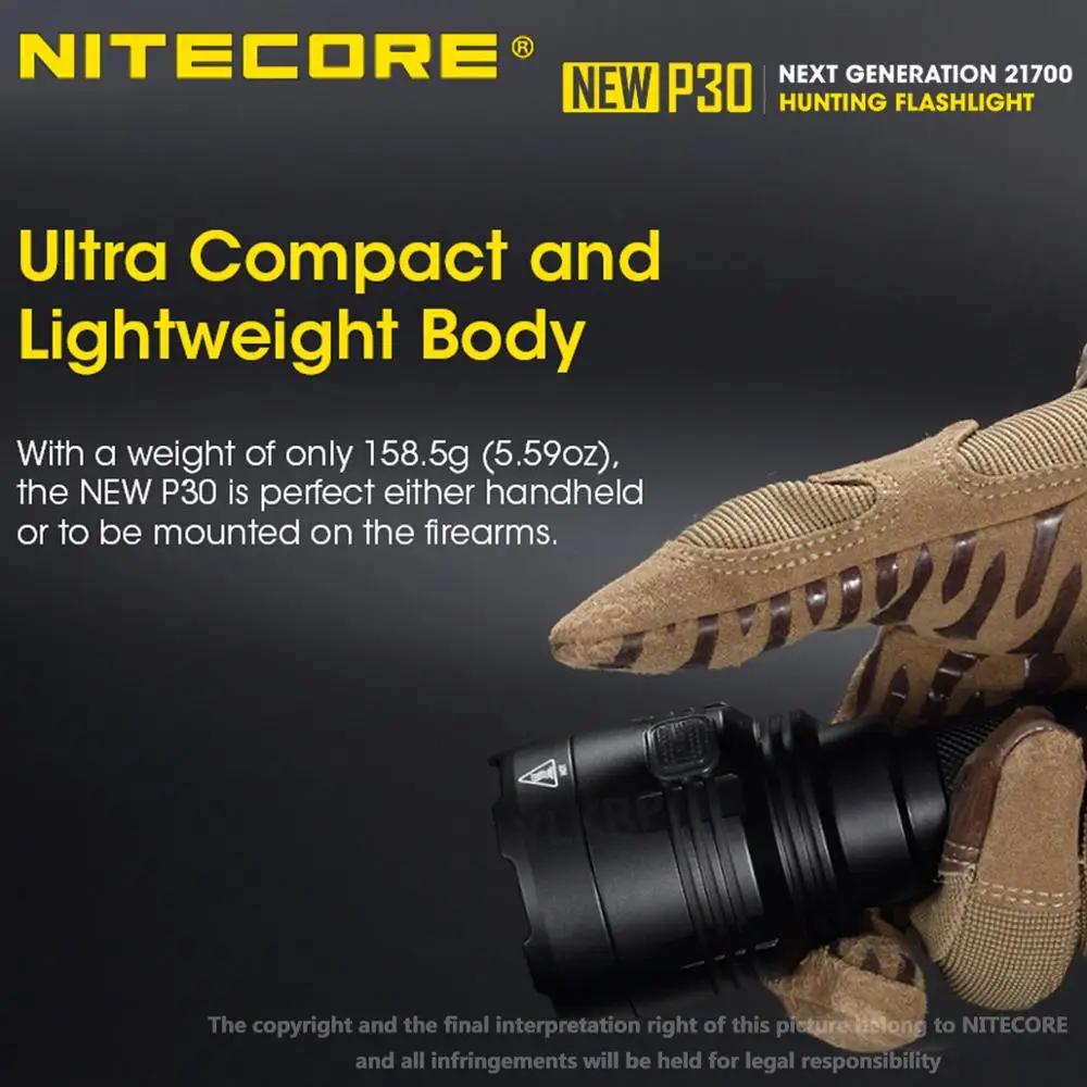 NITECORE Новый P30 вспышка светильник CREE XP L HI V3 Светодиодный max 1000LM 8 режимов работы луч