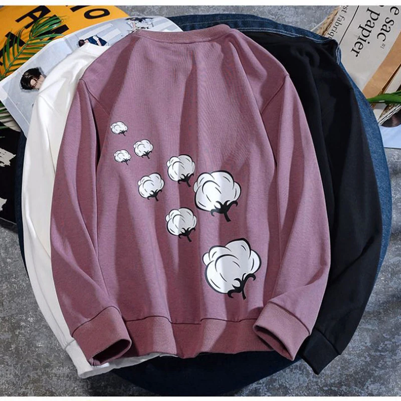 

Trendy men's Terry sweater loose round neck printed long sleeve top new men's wear