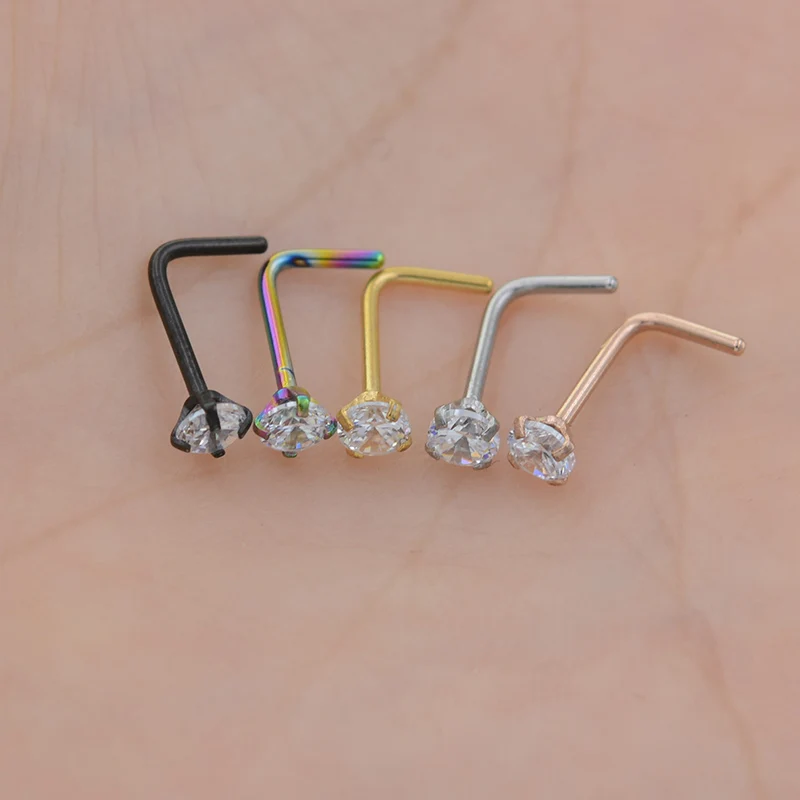 

nariz e zirco, 1 pea, 1.5 2mm 2.5mm 20g, presilhas de nariz, pino, anis de nariz piercing corporal em o inoxidvel, joias para o