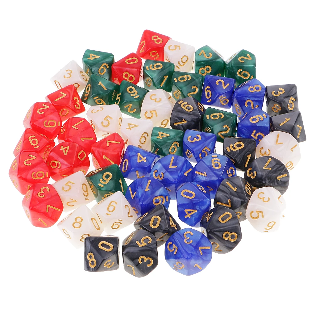 

50pcs 16mm D10 Dice 10 Sided Die Polyhedral&Dice Carry Bag For Board Games