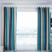 colorful multi size simple stripe gradient curtain bedroom living room balcony screening perforated curtains home decorations
