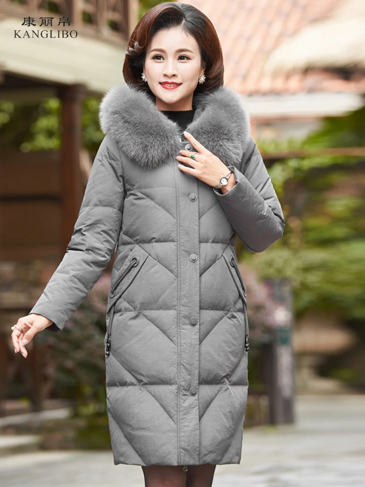 Winter Duck Down Jacket Women Long Coat Female Thick Clothes Ladies Large Fox Fur Hooded Warm Hiver 8158 | Женская одежда