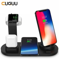 qi wireless charger 4 in 1 watch charger dock for iphone charging station micro usb c stand fast charging for iphone 11 12