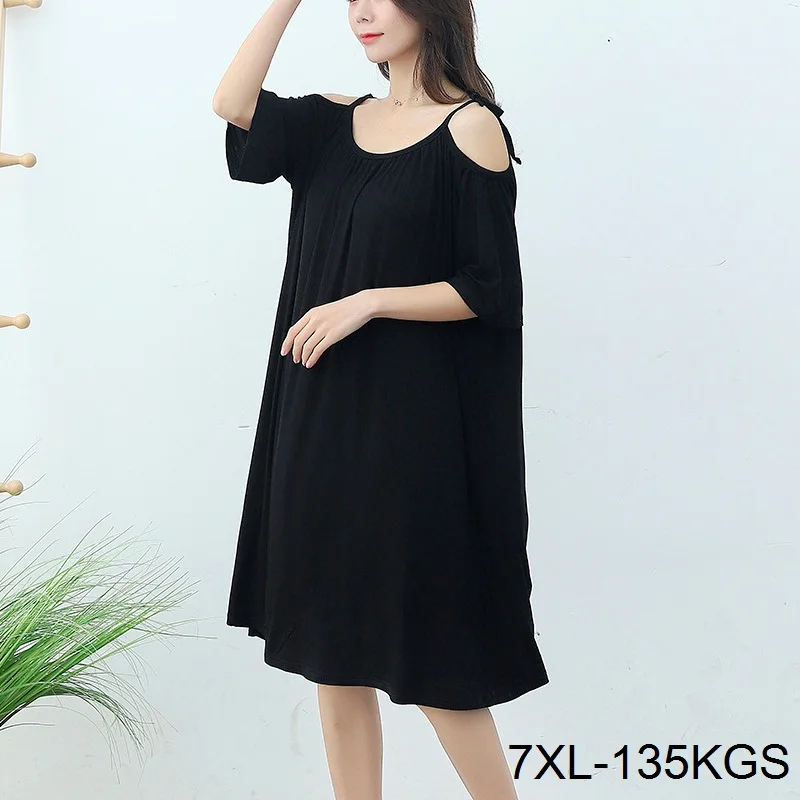 Размера плюс 7XL обхват груди 140 см женское платье с коротким рукавом и открытыми