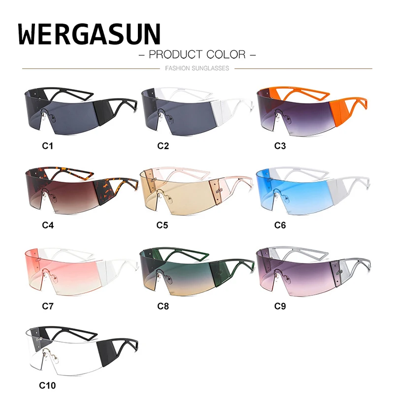 

WERGASUN Oversized Women Gradient Sunglasses Fashion Rimless Female Shades Luxury Brand Designer Personality Eyewear