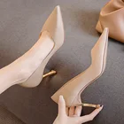 Винтажные Свадебные Женская офисная обувь 2021 весенняя обувь из натуральной кожи, высокие ботинки на каблуках; Женские вечерние Базовые Женские туфли K0033