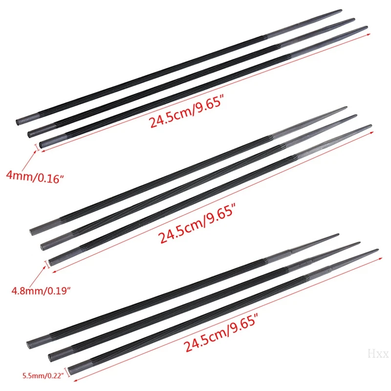 

SAILFLO 3x Pro 4mm Round Chainsaw Saw Chain Files Filing Sharpener For Woodwork New