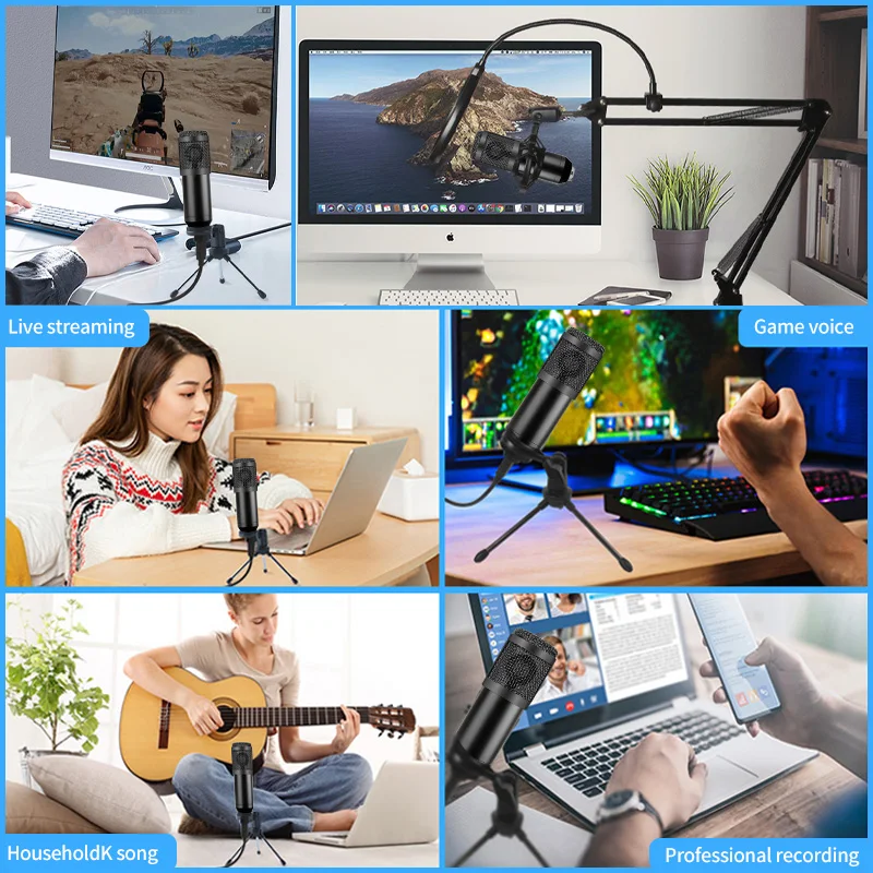 

USB BM800 Microphone Computer Condenser Microphone Profissional Gaming Microfone Kits for Youtube Guitar Singing Recording Live
