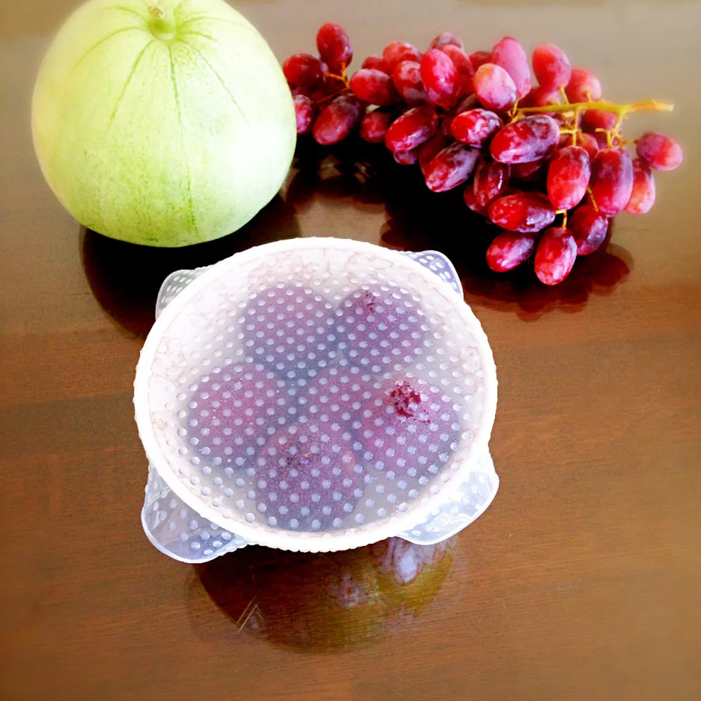 4 шт. силиконовые крышки растягивающиеся из прочного экологически чистые свежие