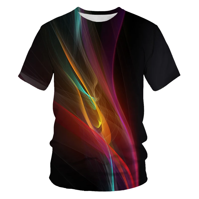 

New summer 3D printing luminous colorful men's T-shirt dancing color oversized T-shirt, children's wear, parent-child wear 6XL