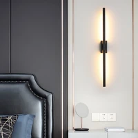 modern simple linear tube led wall lamp up down background opposite wall light led bedside foyer corridor black gold led sconces