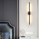 Современная простая линейная настенная светодиодная лампа, противоположный настенный светодиодный светильник для прикроватного столика, фойе, коридора, Черное золото светодиодный светодиодное бра