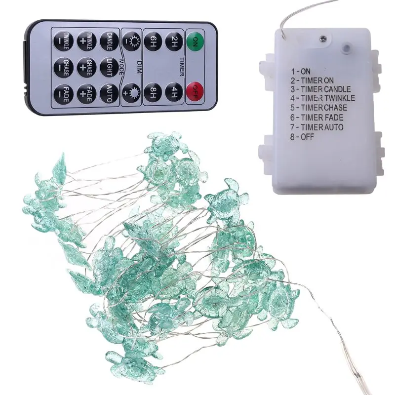 

Sea Turtle Decorative String Lights, 18.7 Ft 40 LED USB Plug-in Silver Copper Wire Beach Theme Fairy Lights for Indoor