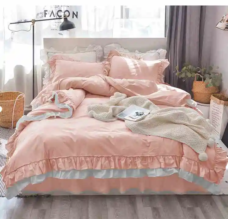 Роскошный комплект постельного белья белого цвета в Корейском стиле из 4