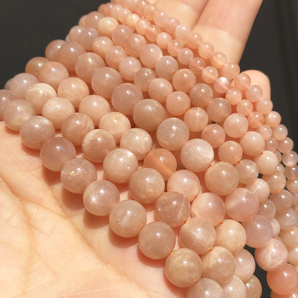 

A+ Natural Gem SunStone Beads Round Loose Spacer Beads For Jewelry Making Diy Chains Bracelets Necklace 4 6 8mm 15"Inches