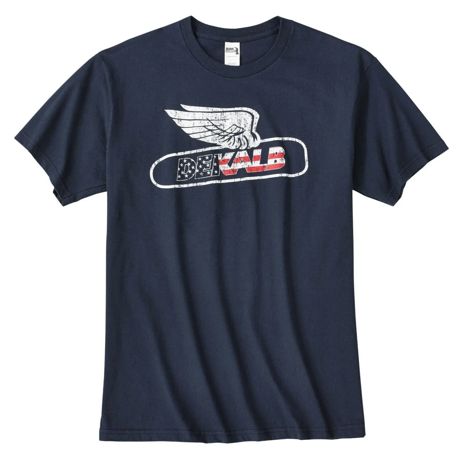 

New Dekalb Seed Flying Corn Harvest Mens Navy Vintage T-Shirt Farmer Usa