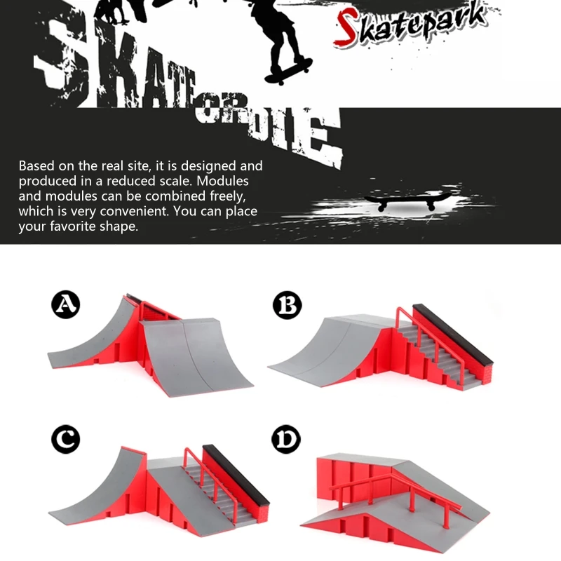 

Finger Skate Park Kit Ramp Parts with 1 Finger Skateboard Mini Scooter Scene for Finger Skateboard Training Props