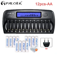 1 2v aa 2a rechargeable battery ni mh 3000mah and 12 slots smart fast charger for aa aaa 1 2 volt ni mh batteries