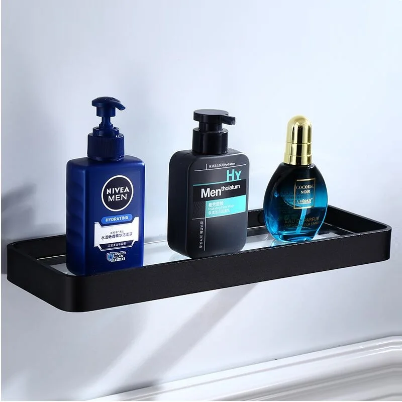 

Glass Shelf,Square bathroom glass shelves,Black Bathroom Shelf Aluminum 20CM 25CM 30CM 35CM 40CM 45CM Shower room Rack