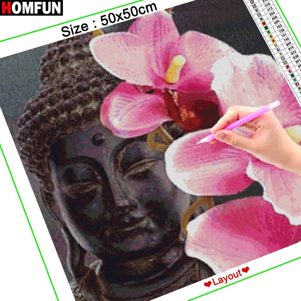 Алмазная 5D картина Homfun сделай сам вышивка крестиком Декор для дома цветок Будды
