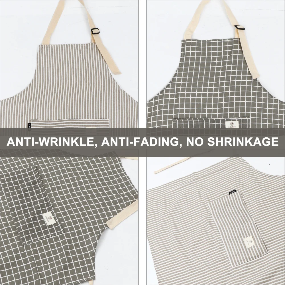 

2pcs Household Linen Apron with Pocket Hand-Wiping Cooking Apron for Kitchen