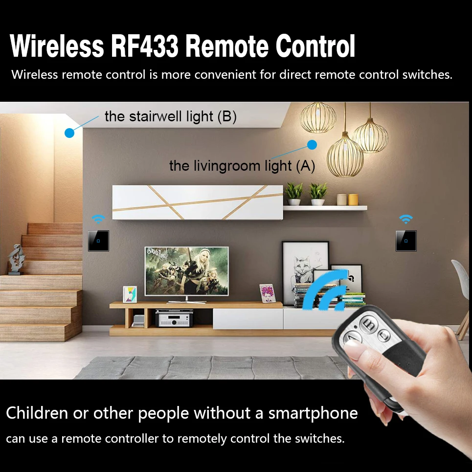 Tuya EU/UK Wi-Fi настенный выключатель Беспроводной Смарт RF433 дистанционного