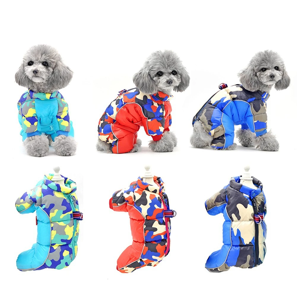 

Winter Warm Dog Jumpsuit Clothes Cozy Padded Jacket Thicker Cotton Coat Waterproof Small Dogs Outfit Clothing for French Bulldog