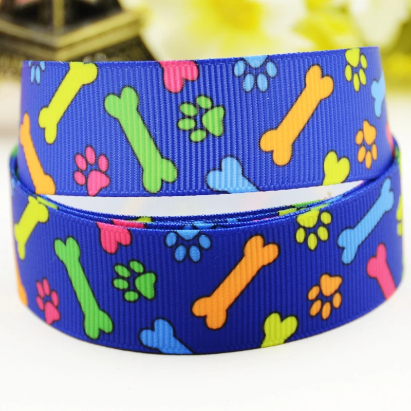 

22mm 25mm 38mm 75mm Dog paw Cartoon printed Grosgrain Ribbon party decoration 10 Yards X-03478